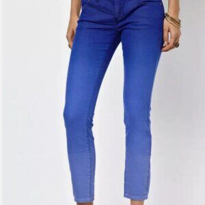Free People Dip Dye Ombre Skinny Jeans Cropped Blue Size 30